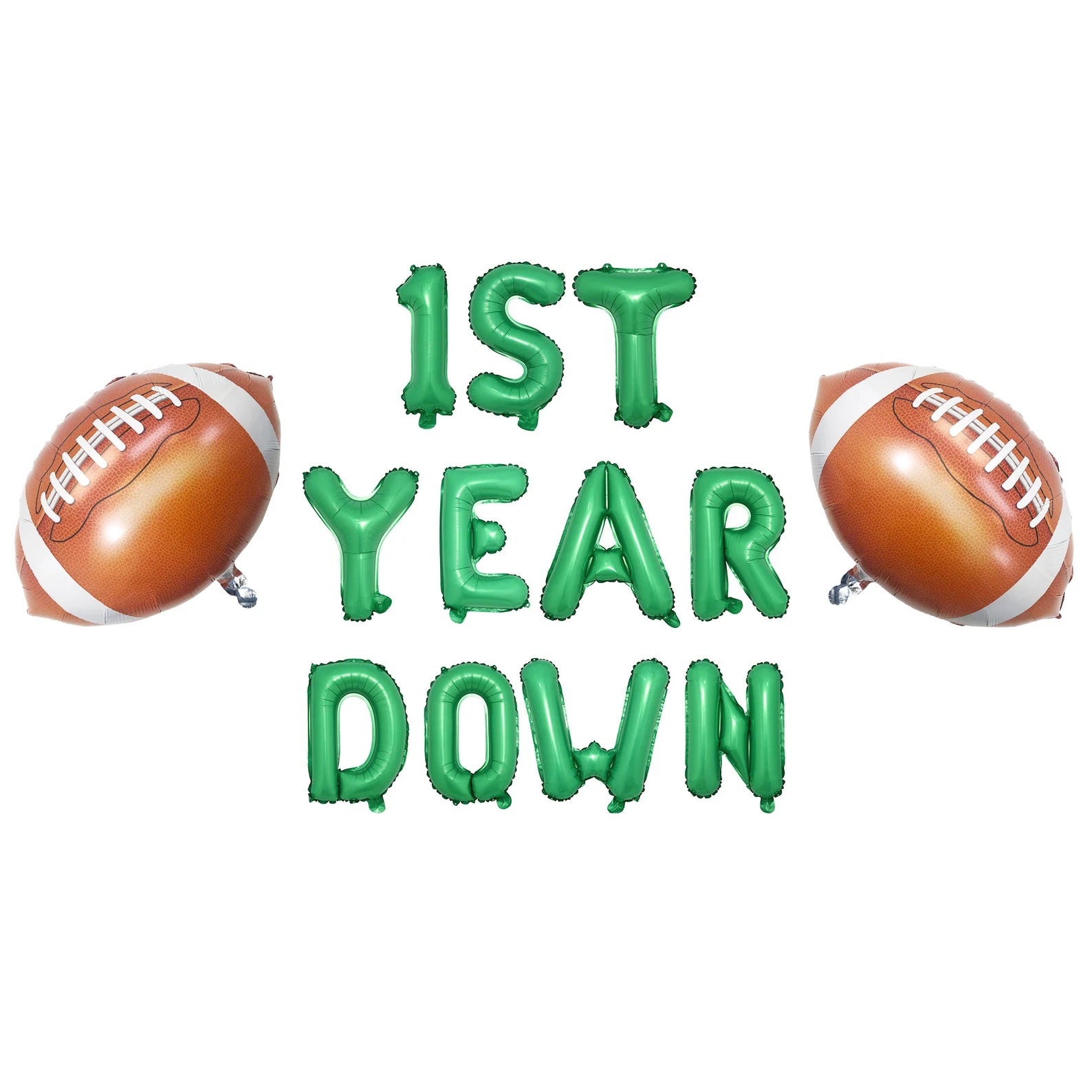 First Year Down Banner with football Balloon Set